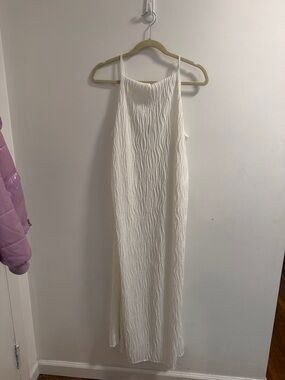 White Textured Slip Maxi Dress maternity - Sleeveless